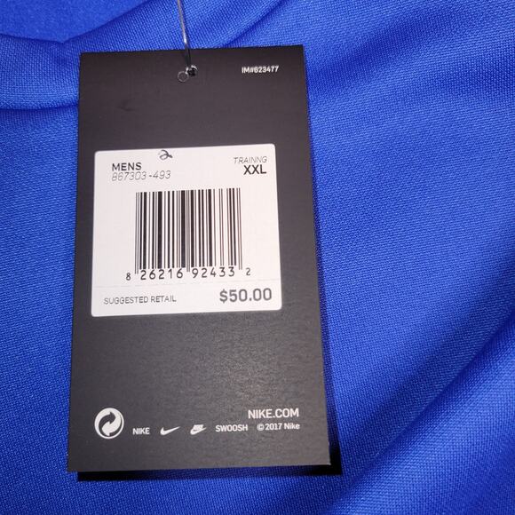 Nike Sweatshirt Pullover Thick 2XL Blue Long Therma Training Crew Logo Dri Fit - Picture 7 of 12